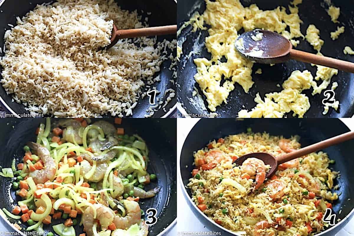 Stir fry all the ingredients, then assemble them