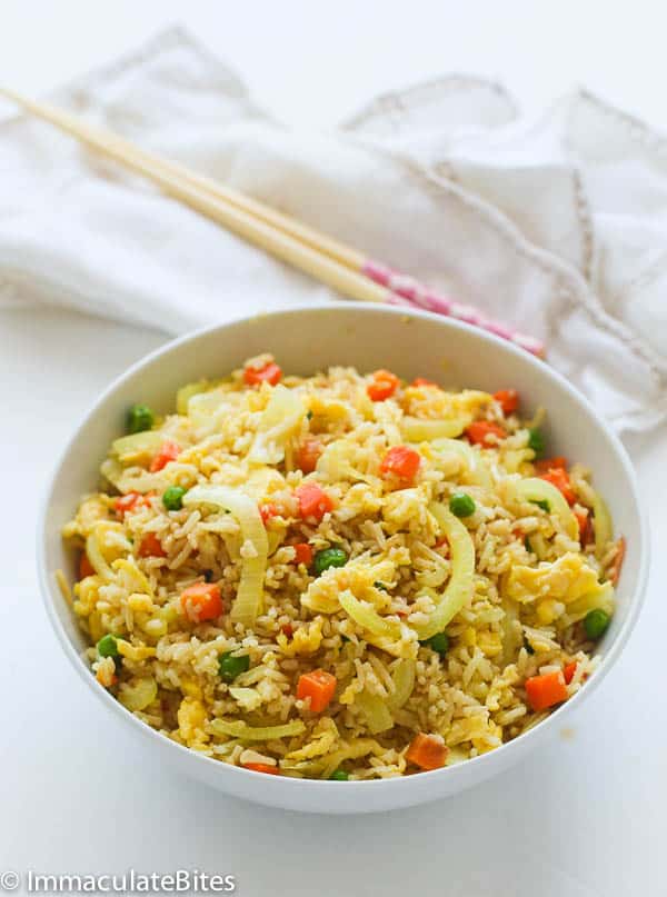 Ready to dive into a bowl of Caribbean style fried rice with fun chopsticks