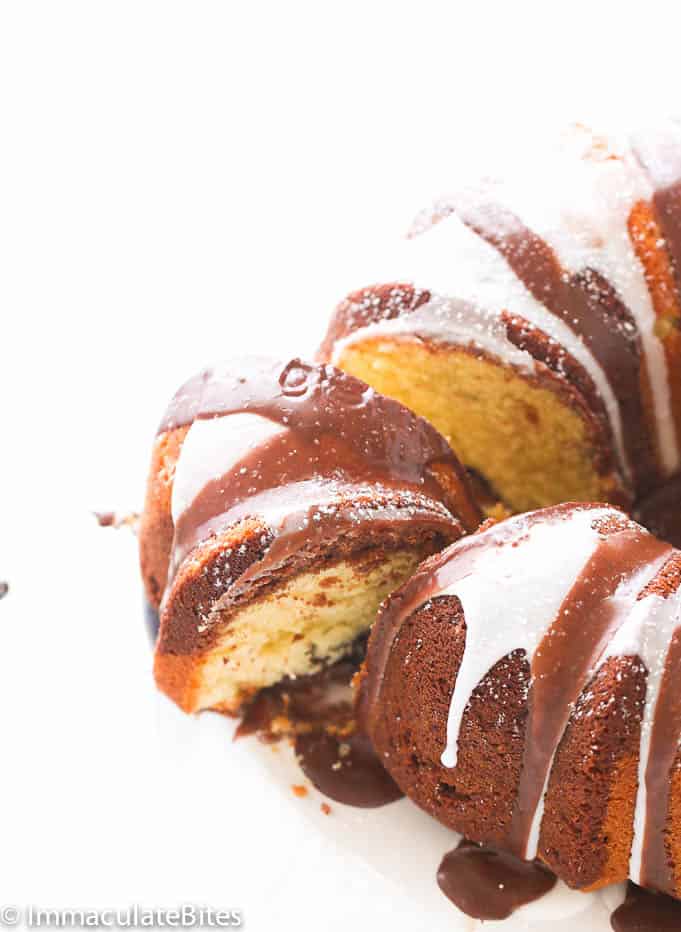 Chocolate Rum Marble Cake with Chocolate Drizzle