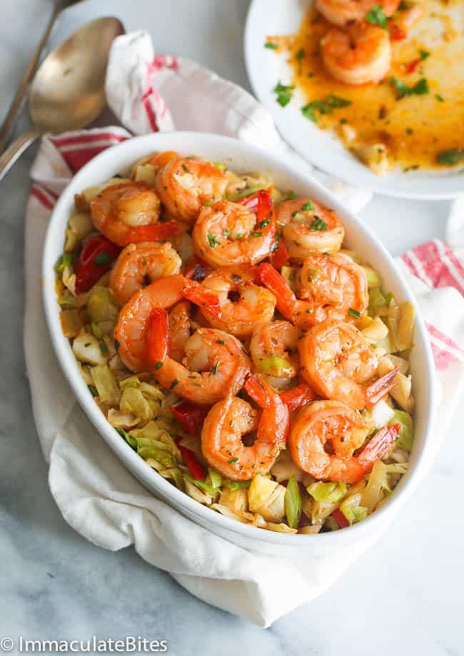 Serving up Jamaican cabbage and shrimp for a healthy recipe to start the New Year