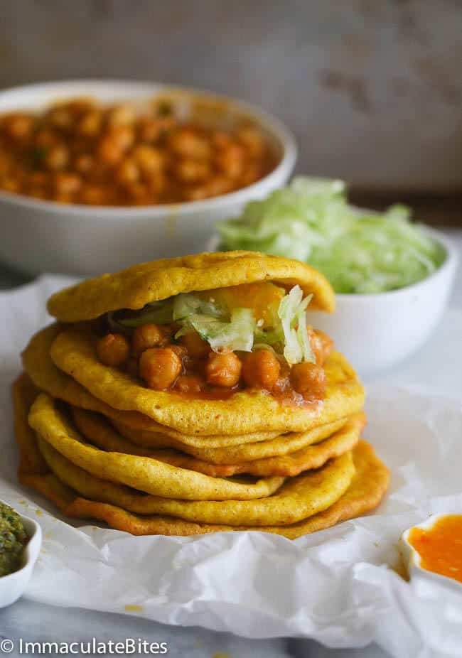 Doubles (curry chickpeas and spicy flat bread)