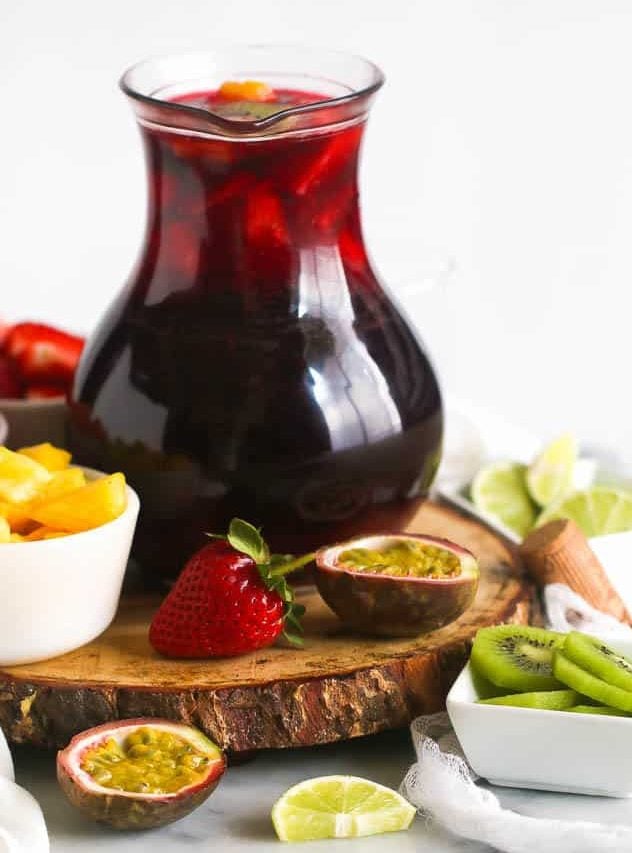 Hibiscus Fruity Sangria in a Pitcher