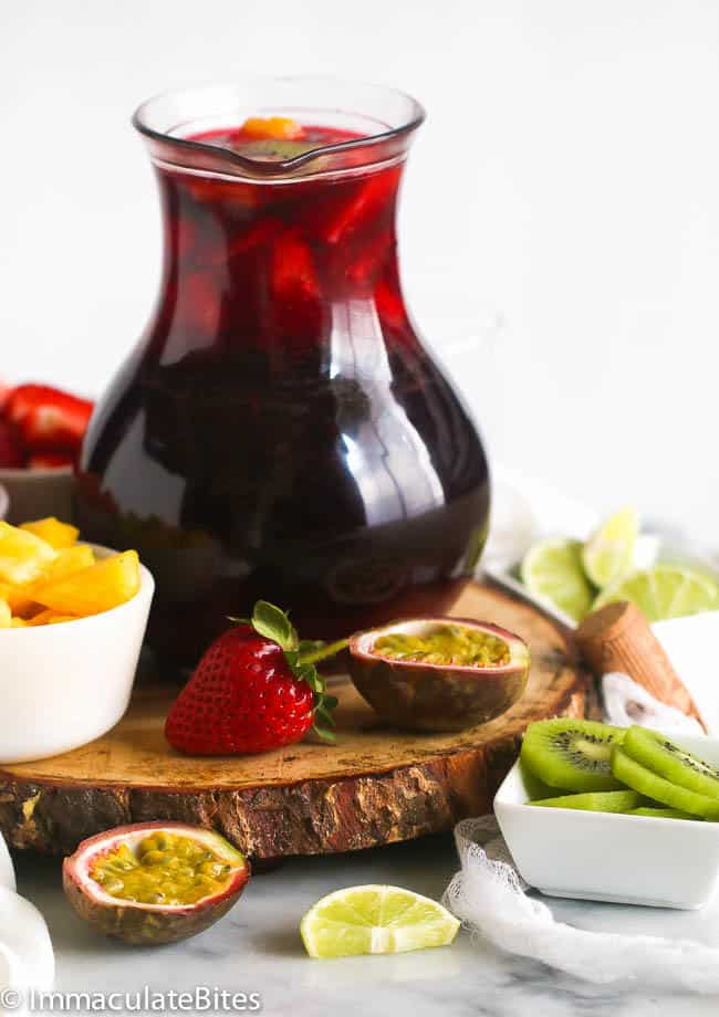 Hibiscus Fruity Sangria in a Pitcher
