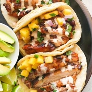 Grill Jerk Chicken Tacos Served on a Plate