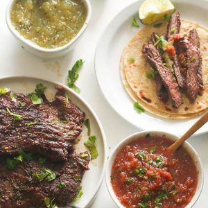 Marinated skirt steak for classic Mexican steak dinner tacos