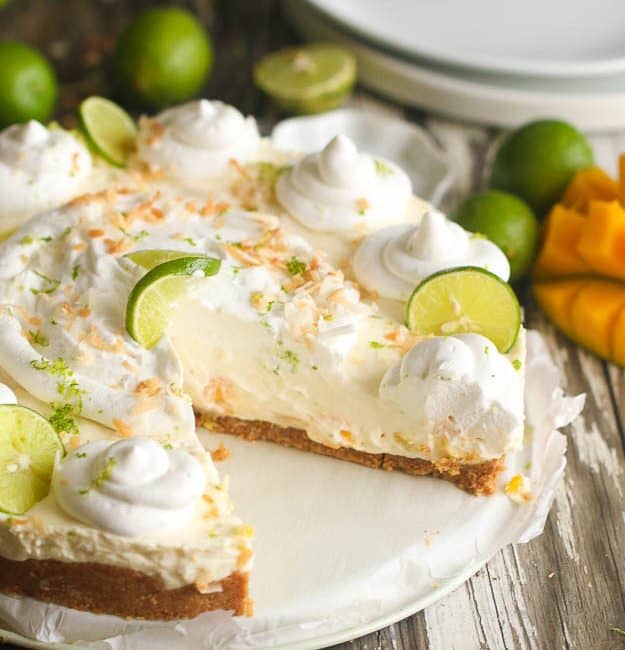 No Bake Key Lime Mango Coconut Pie