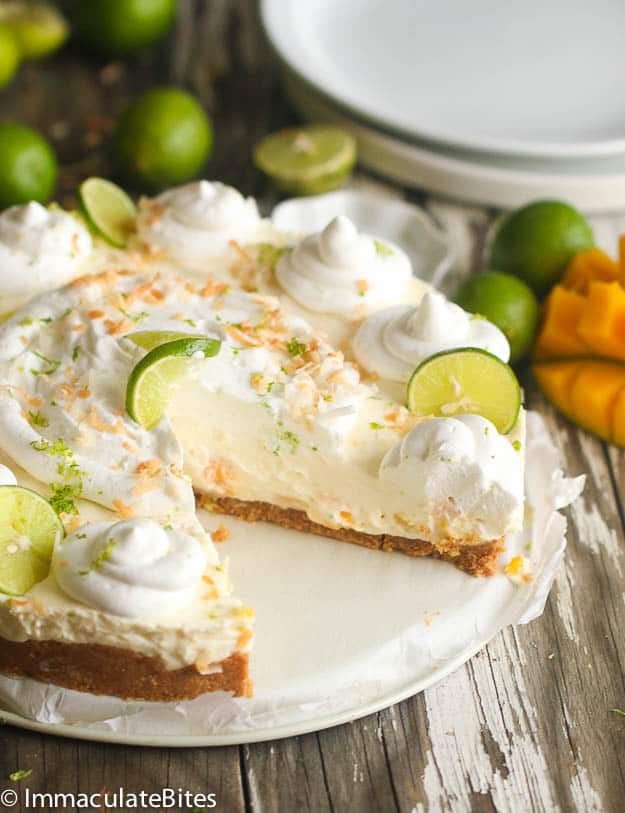 No Bake Key Lime Mango Coconut Pie