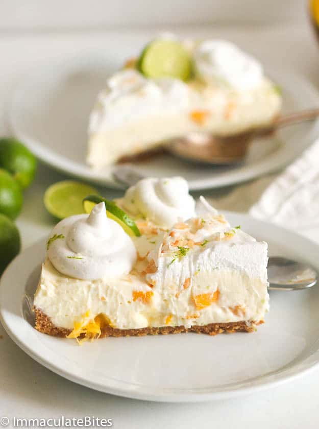 No Bake Key Lime Mango Coconut Pie