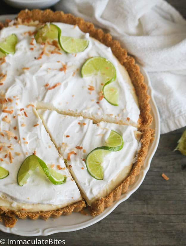 No Bake Key Lime Mango Coconut Pie