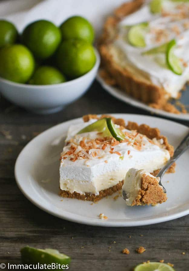 No Bake Key Lime Mango Coconut Pie