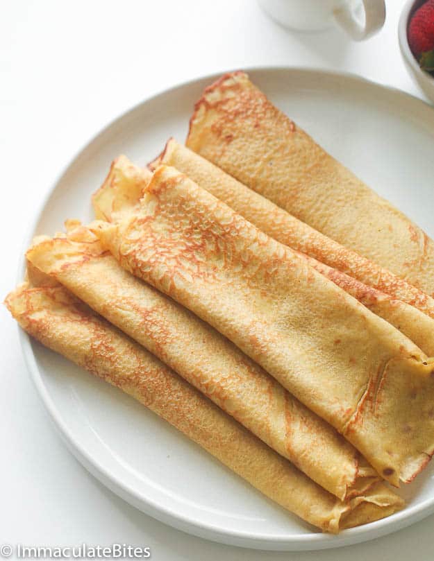 Plantain pancakes on a white plate