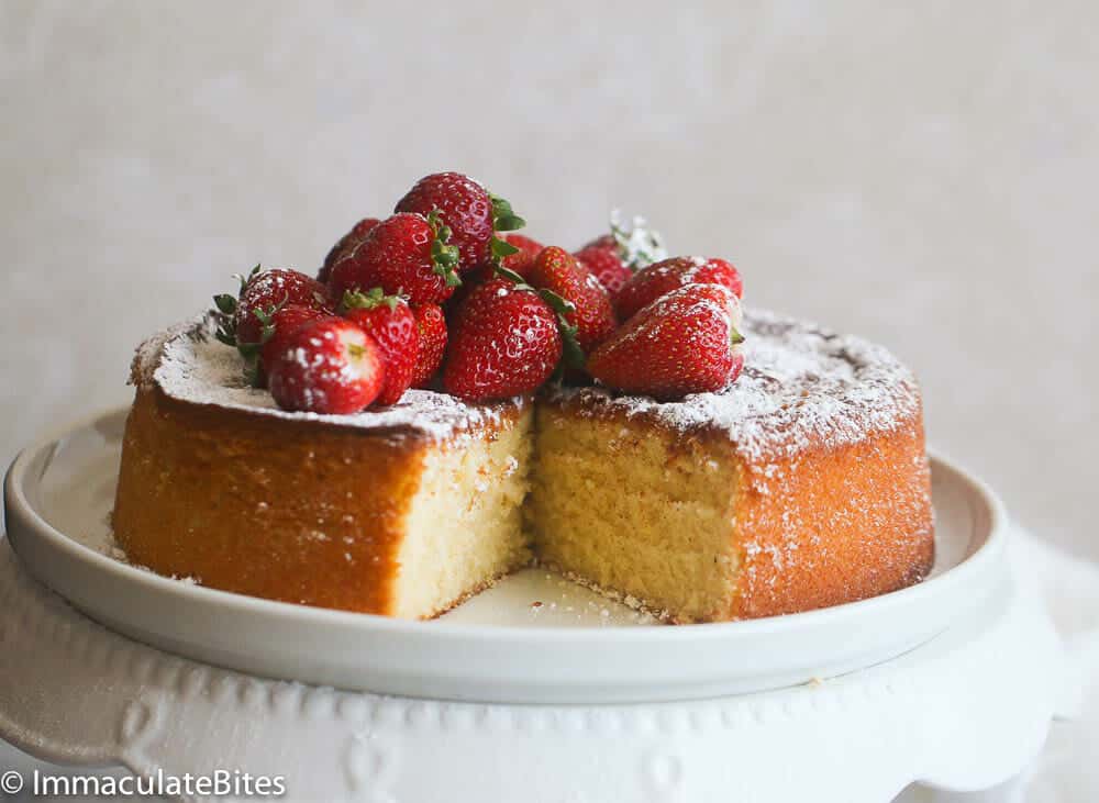 Getting a look at the inside of a decadent condensed milk cake