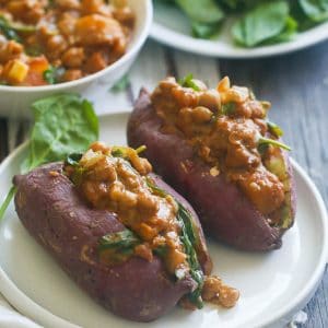 Sweet potatoes stuffed with chickpeas