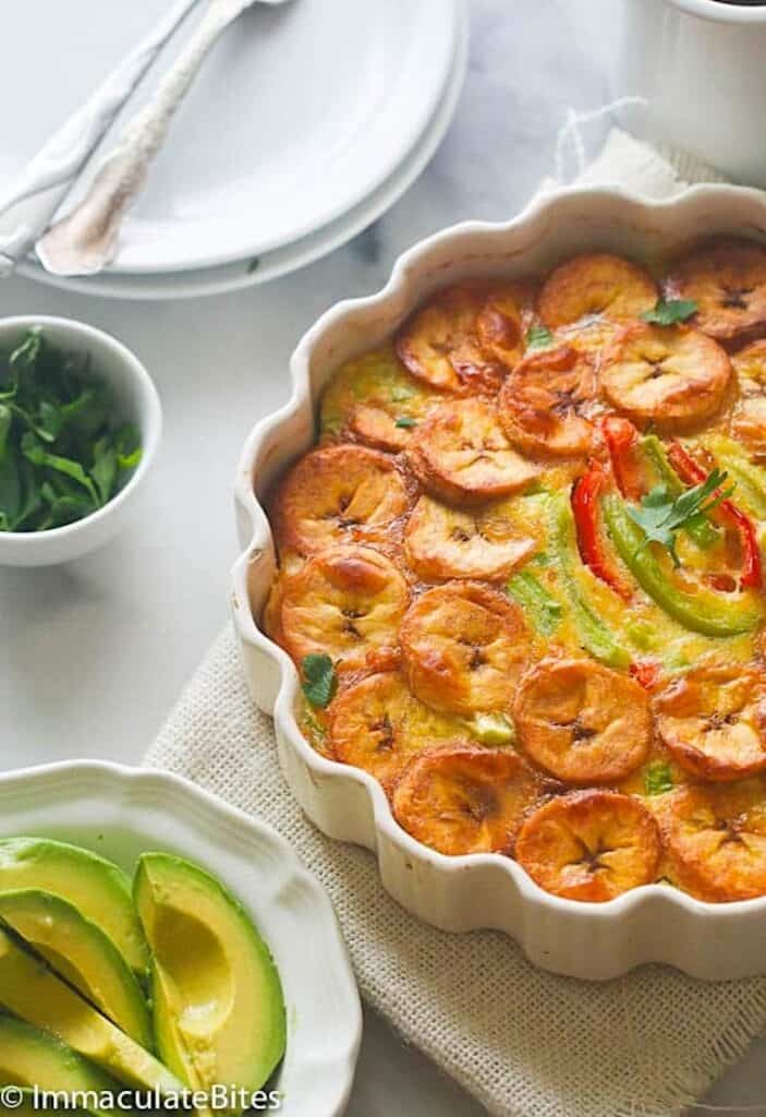 Serving up freshly baked plantain frittata for a hearty, healthy breakfast.