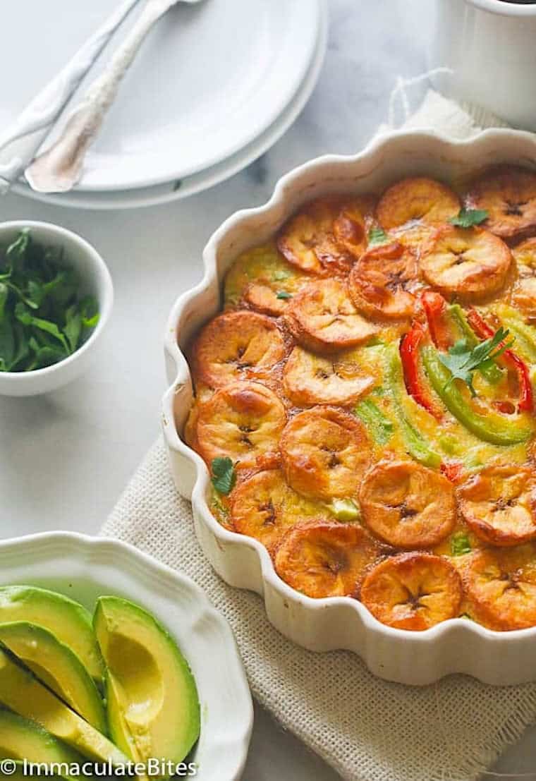 Serving up freshly baked plantain frittata for a hearty, healthy breakfast.