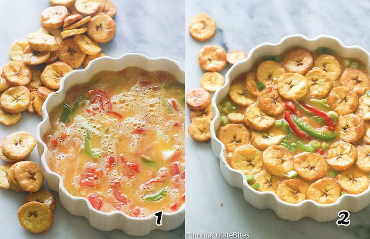 Beat the eggs, assemble the ingredients, and bake.