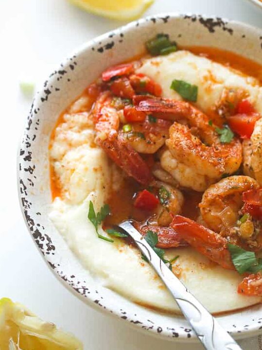 Creamy Cajun Shrimp and Grits ready to comfort your soul