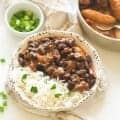 Reveling in a delectable bowl of Jamaican stew peas with coconut rice