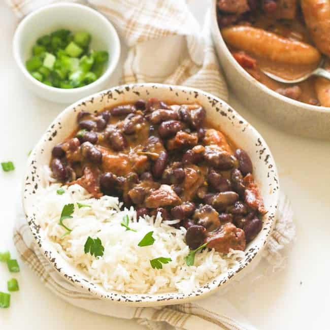 Reveling in a delectable bowl of Jamaican stew peas with coconut rice