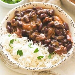 Reveling in a delectable bowl of Jamaican stew peas with coconut rice