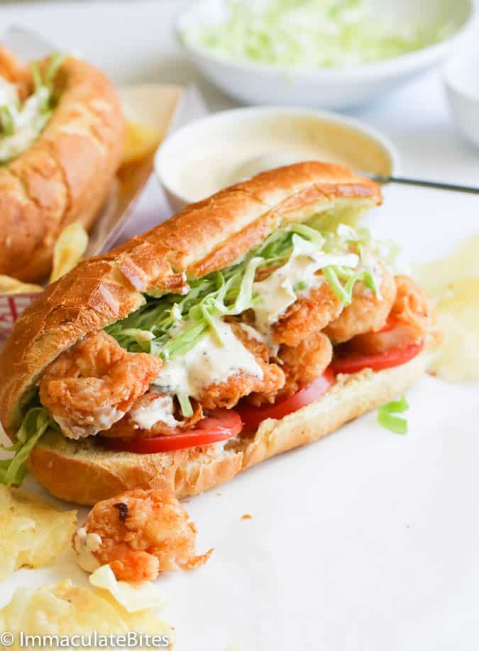 Fried Shrimp PoBoy (Variation) with Spicy Remoulade Sauce 