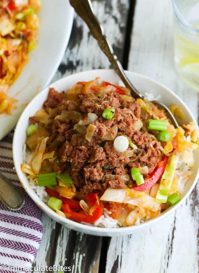 Caribbean Corn Beef and Cabbage