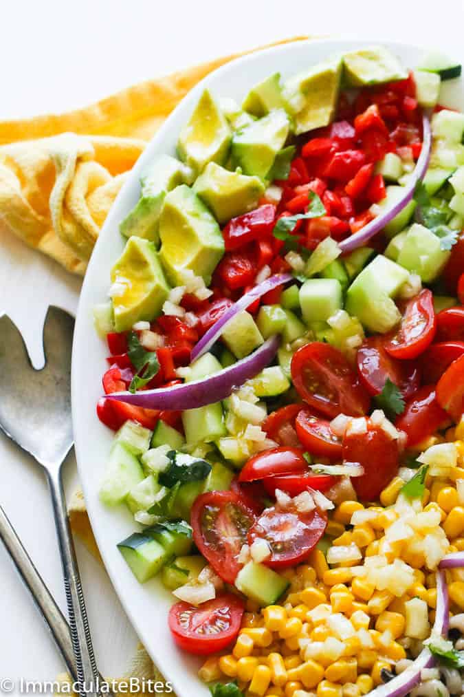 Getting ready to enjoy a refreshing and healthy black-eyed peas and corn salad