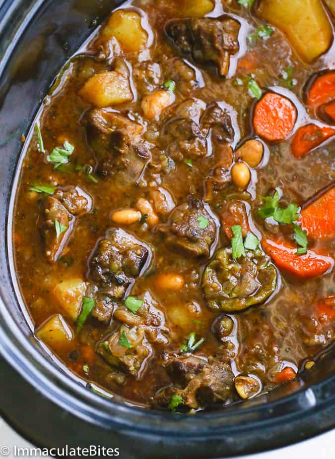 Upclose shot of Slow Cooker Oxtail Soup