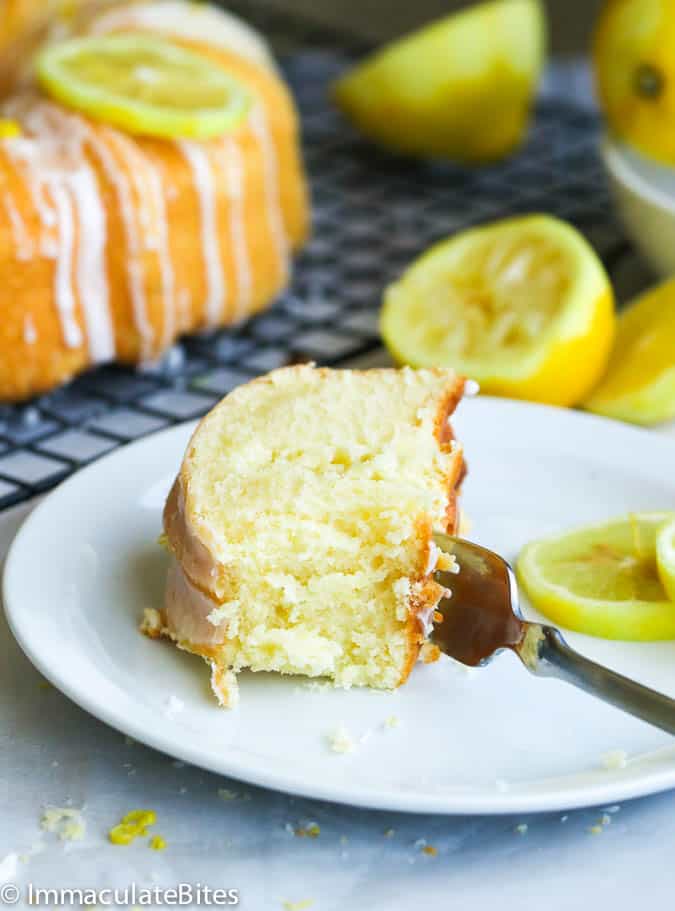Enjoying a decadent slice of Lemon Sour Cream Pound Cake
