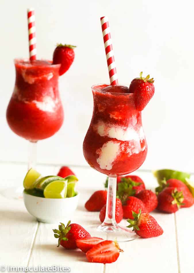 Strawberry daiquiris for two on Valentine's Day