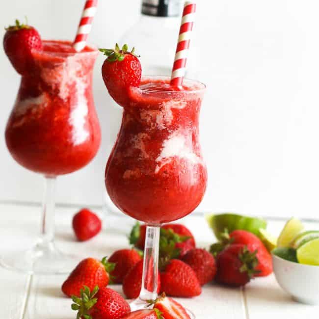 Two insanely good strawberry daiquiris to enjoy