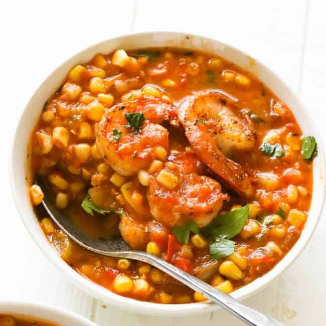 Cajun shrimp and corn soup