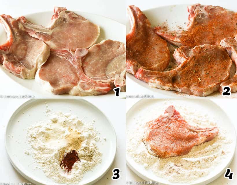 Coating the Pork Chops with Flour