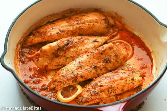 Incredible baked tilapia fresh from the oven