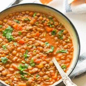 Tasty Lentil Soup with a side of homemade bread
