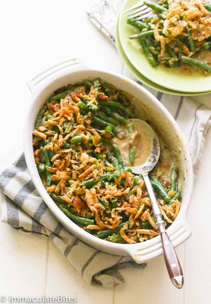 Green Bean Casserole with a Serving on the Side