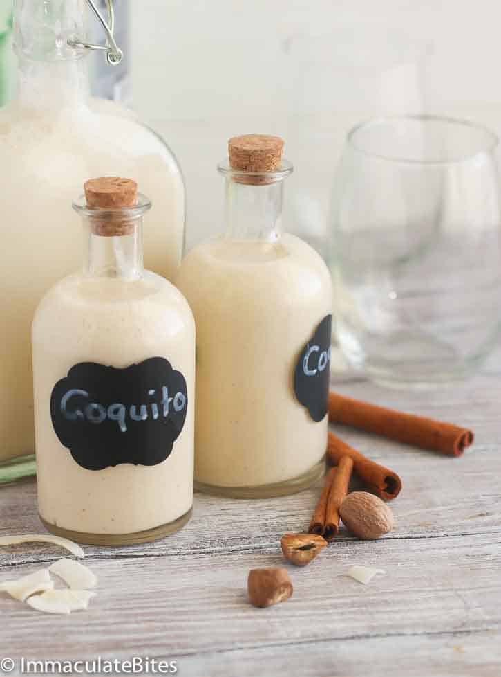Homemade Coquito Bottles as Giveaways
