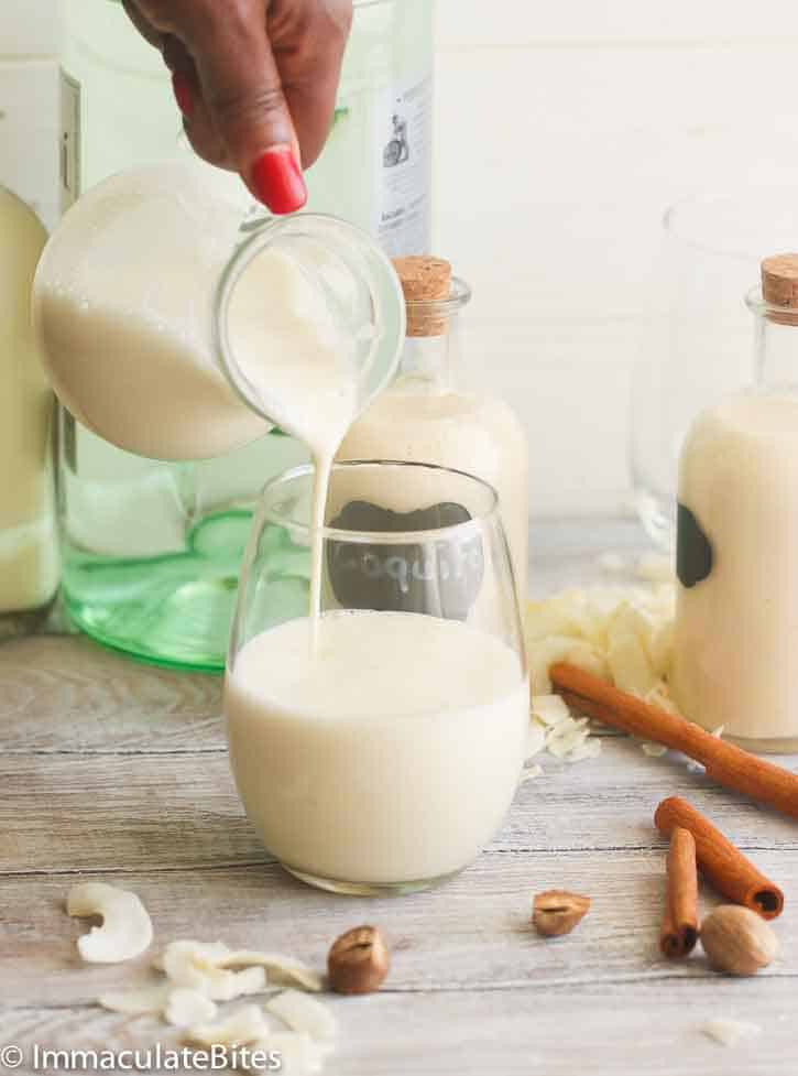 Pour Shot of Coquito (Puerto Rican Eggnog)
