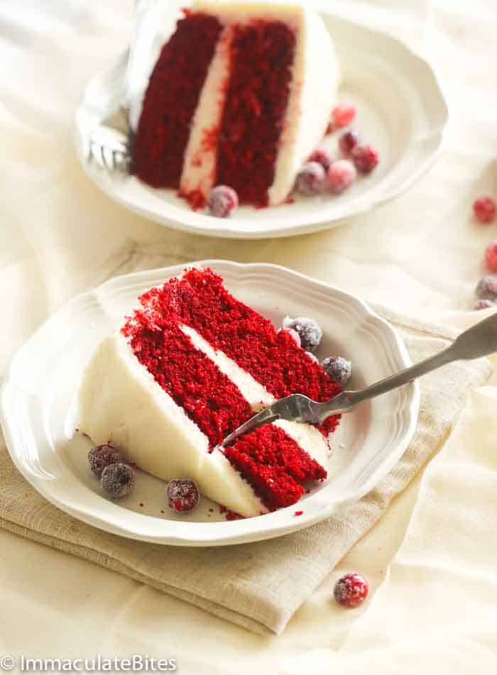 A slice of beautifully delicious red velvet cake