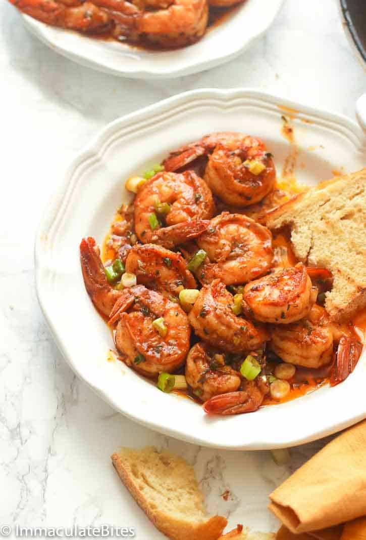 New Orleans BBQ ShrimpServed with a Slice of Crusty Bread