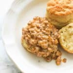 Biscuits and Sausage Gravy for decadent soul food