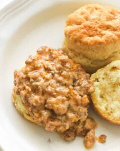 Biscuits and Sausage Gravy for decadent soul food