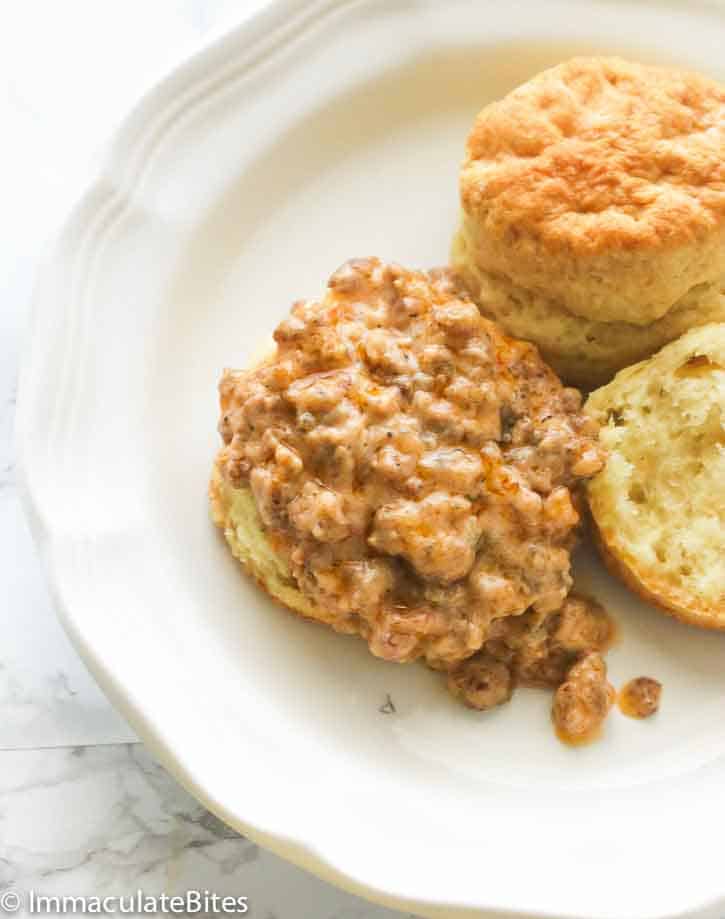 Biscuits and Sausage Gravy for decadent soul food