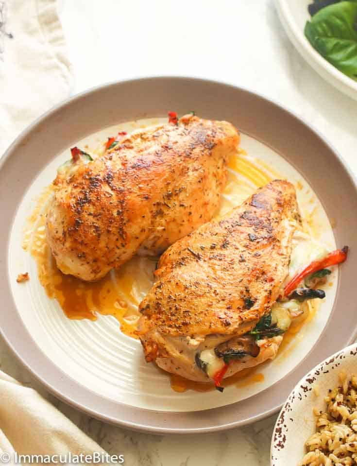 Delicious Stuffed Chicken Breast fresh from the oven and ready to eat