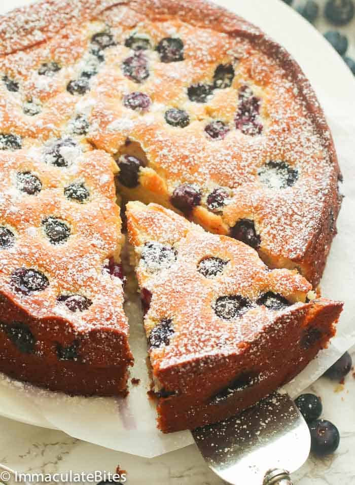 Sliced Blueberry Lemon Cake perfect for a summer dessert
