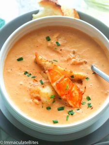 A Bowl of Lobster Bisque perfect for Mother's Day or your Valentine