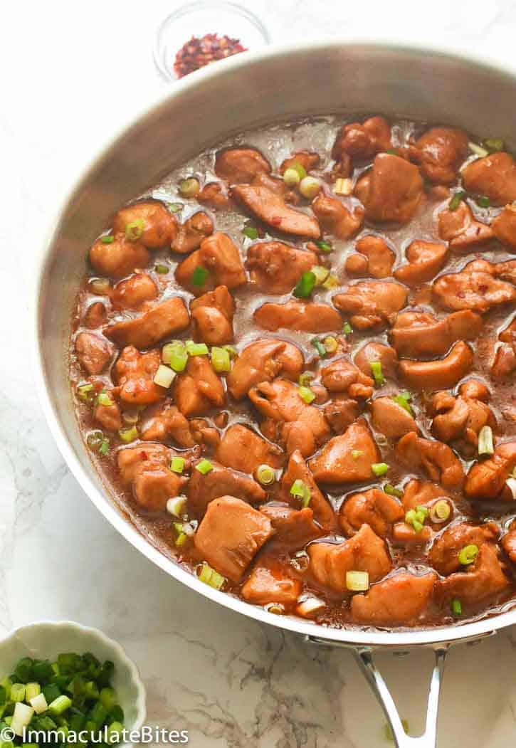 Bourbon Chicken fresh from the pan ready to enjoy over rice