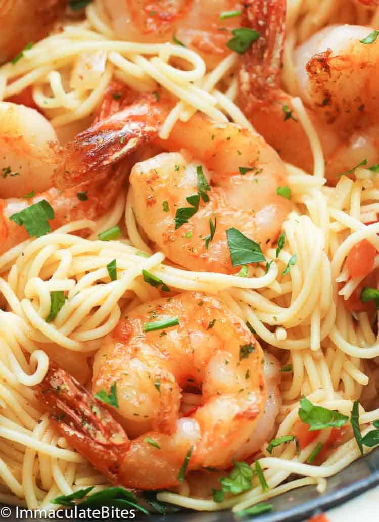 Closeup Shot of Shrimp Scampi Pasta