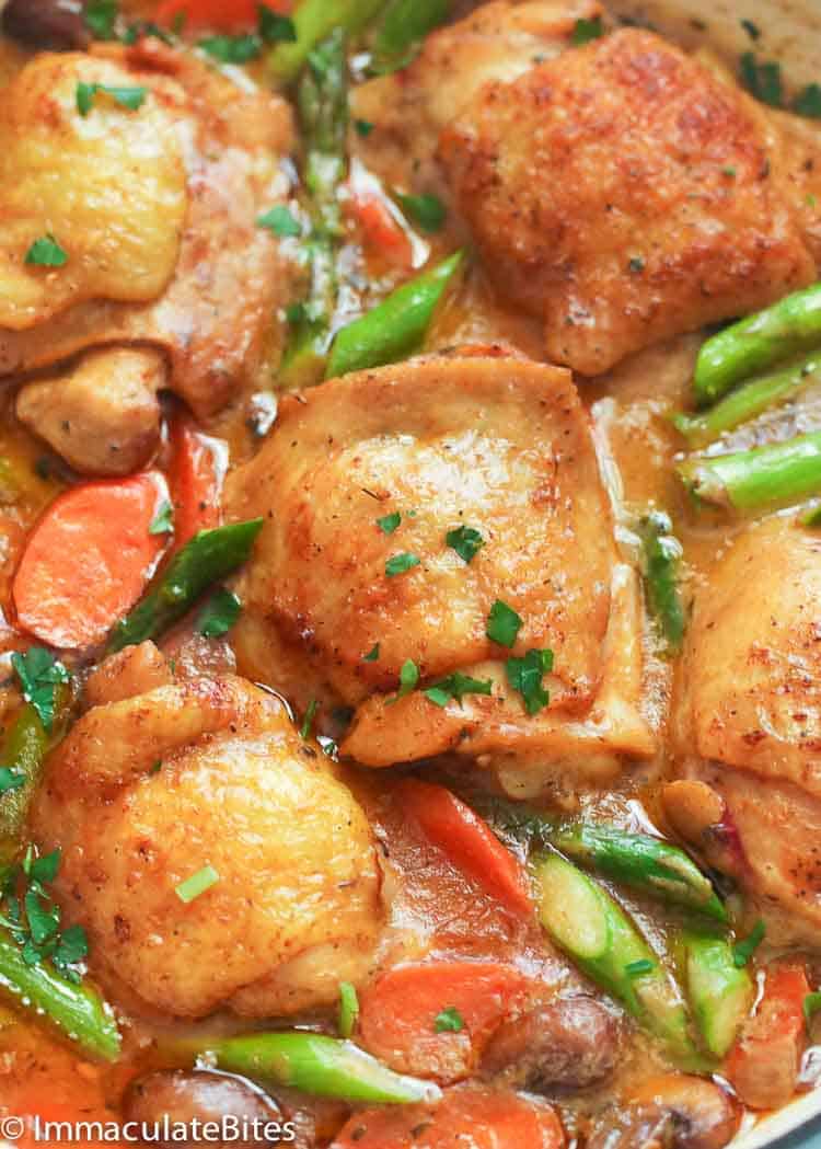 Fresh from the stove chicken fricassee for a healthy weeknight dinner