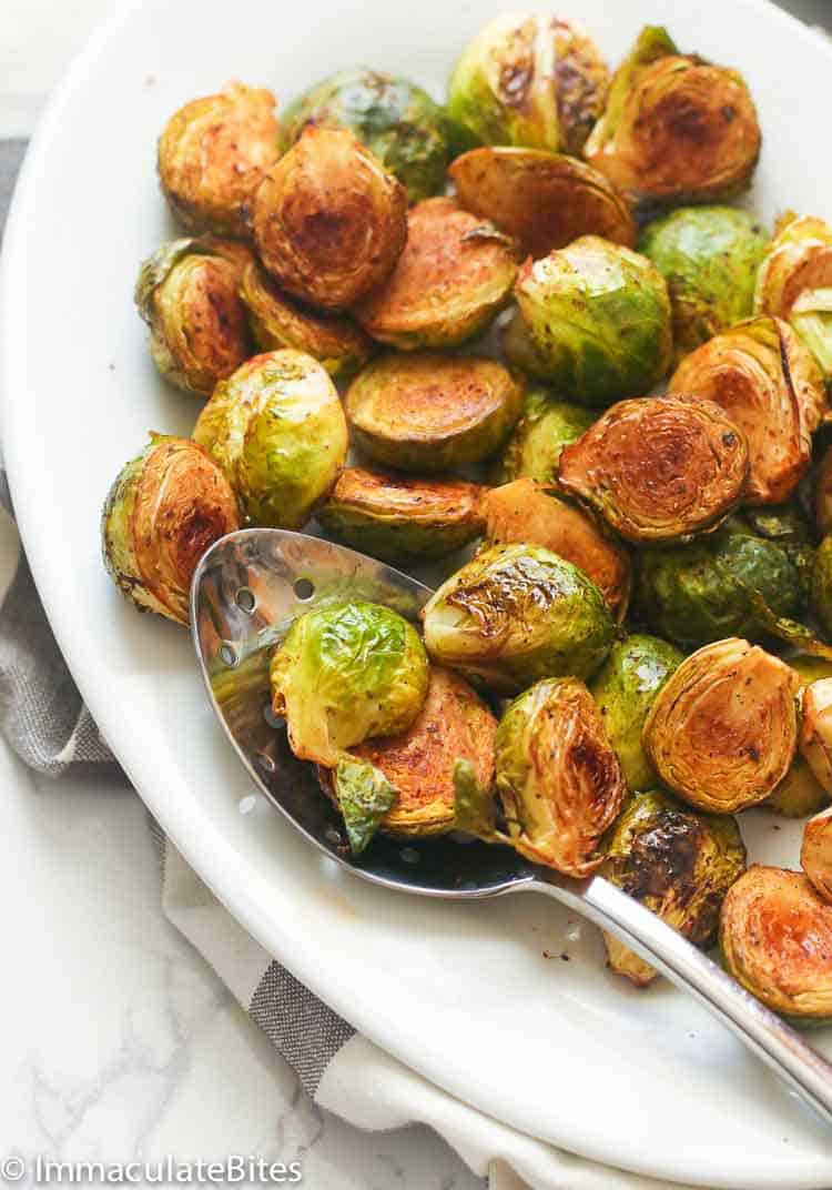 Brussels sprouts baked in a balsamic dressing.